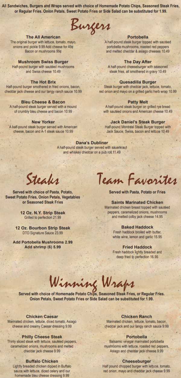 Page 3 of menu, Dana's Time Out Geneva, NY