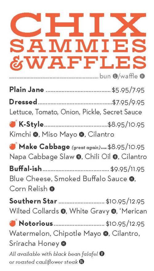 Page 1 of menu, F.L.X. Fry Bird in Geneva, NY