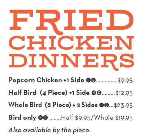 Page 3 of menu, F.L.X. Fry Bird in Geneva, NY