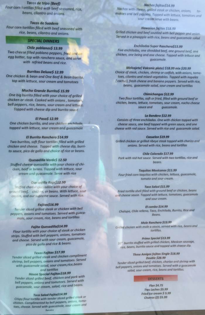 Page 3 of menu, La Reyna de Mexico Geneva, NY