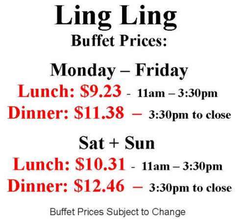 Buffet Prices for Ling Ling Chinese in Geneva, NY