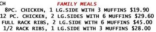 Page 3 of menu, Redman's Chicken & Ribs Geneva, NY