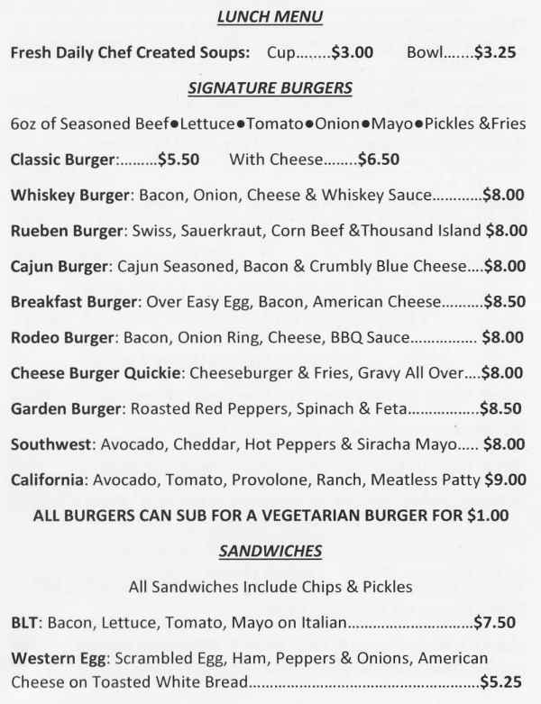 Page 5 of menu, Water St Cafe Geneva, NY